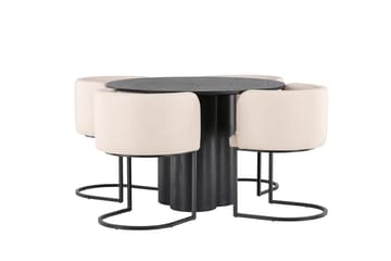 Olivia Matgrupp 110 cm Rund med 4 Simrishman Stolar - Beige - Products - Möbler - Bord & matgrupp - Matgrupp