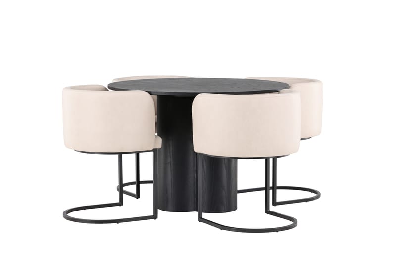 Olivia Matgrupp 110 cm Rund med 4 Simrishman Stolar - Beige - Products - Möbler - Bord & matgrupp - Matgrupp