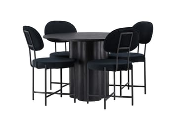 Olivia Matgrupp 110 cm Rund med 4 Stella Stolar - Svart - Products - Möbler - Bord & matgrupp - Matgrupp