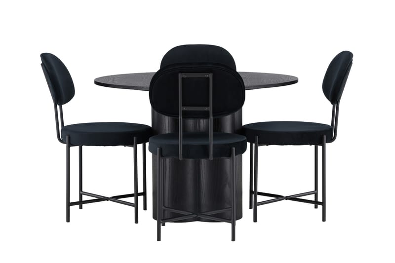 Olivia Matgrupp 110 cm Rund med 4 Stella Stolar - Svart - Products - Möbler - Bord & matgrupp - Matgrupp