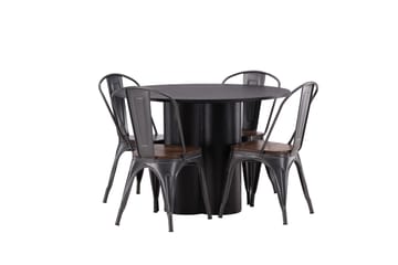 Olivia Matgrupp 110 cm Rund med 4 Tempe Stolar - Svart - Products - Möbler - Bord & matgrupp - Matgrupp