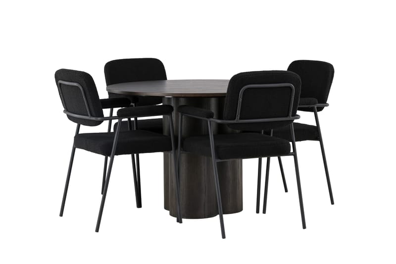 Olivia Matgrupp 110 cm Rund med 4 Yesterday stolar - Svart - Products - Möbler - Bord & matgrupp - Matgrupp