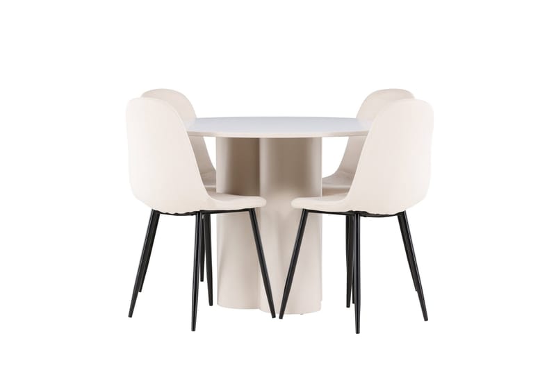 Olivia Matgrupp 110 cm Rund med 4 Polar stolar - Beige/Beige - Products - Möbler - Bord & matgrupp - Matgrupp