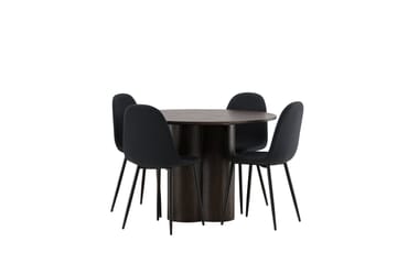 Olivia Matgrupp 110 cm Rund med 4 Polar stolar - Svart - Products - Möbler - Bord & matgrupp - Matgrupp