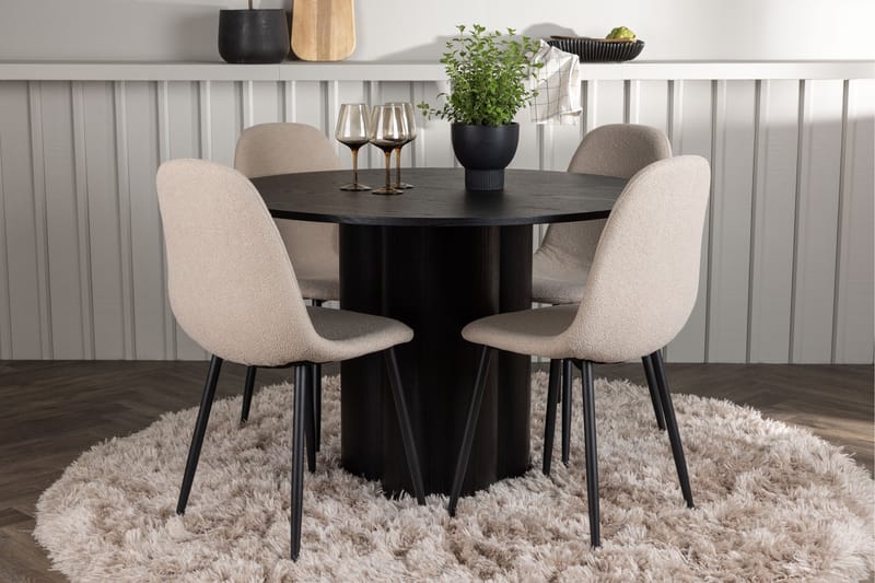 Olivia Matgrupp 110 cm Rund med 4 Polar Stolar - Beige - Products - Möbler - Bord & matgrupp - Matgrupp
