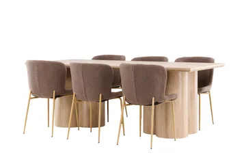 Olivia Matgrupp 210 cm Rektangulär med 6 Modesto stolar - Whitewash/Brun - Products - Möbler - Bord & matgrupp - Matgrupp