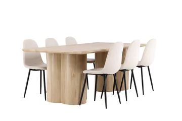 Olivia Matgrupp 210 cm Rektangulär med 6 Polar stolar - Whitewash/Beige - Products - Möbler - Bord & matgrupp - Matgrupp