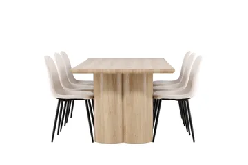 Olivia Matgrupp 210 cm Rektangulär med 6 Polar stolar - Whitewash/Beige - Products - Möbler - Bord & matgrupp - Matgrupp