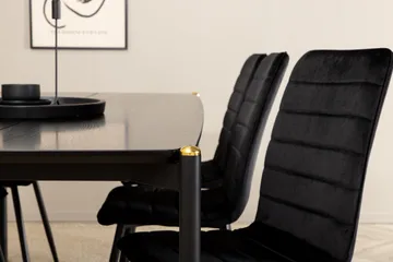 Pelle Matgrupp 190 cm Rektangulär med 6 Windu stolar - Svart - Products - Möbler - Bord & matgrupp - Matgrupp