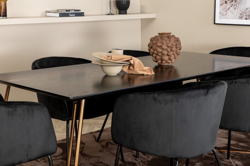 Petra Matgrupp 190 cm Rektangulär med 6 Berit stolar - Svart - Products - Möbler - Bord & matgrupp - Matgrupp