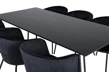 Petra Matgrupp 190 cm Rektangulär med 6 Berit stolar - Svart - Products - Möbler - Bord & matgrupp - Matgrupp