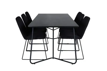 Petra Matgrupp 190 cm Rektangulär med 6 Muce stolar - Svart - Products - Möbler - Bord & matgrupp - Matgrupp