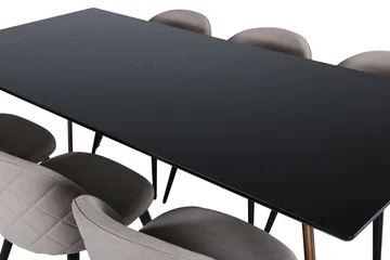 Petra Matgrupp 190 cm Rektangulär med 6 Velvet stolar - Beige - Products - Möbler - Bord & matgrupp - Matgrupp