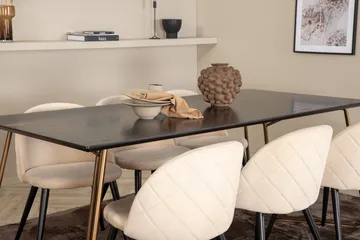 Petra Matgrupp 190 cm Rektangulär med 6 Velvet stolar - Svart - Products - Möbler - Bord & matgrupp - Matgrupp