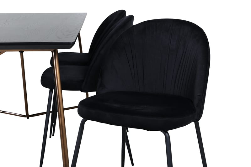 Petra Matgrupp 190 cm Rektangulär med 6 Wrinkles stolar - Svart - Products - Möbler - Bord & matgrupp - Matgrupp