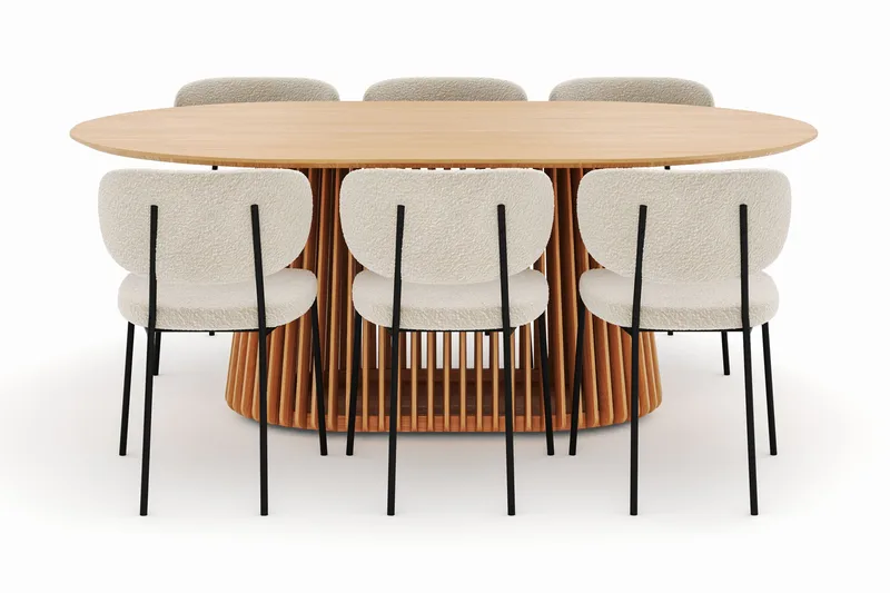 Peyra Matbord 200 cm Oval med 6 Gemmiano Stolar - Natur - Products - Möbler - Bord & matgrupp - Matgrupp