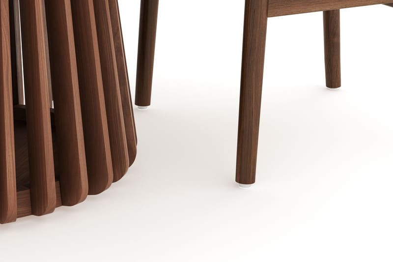 Peyra Matgrupp 120 cm Rund med 4 Dastoori Matstolar - Valnöt / Brun / Beige - Products - Möbler - Bord & matgrupp - Matgrupp
