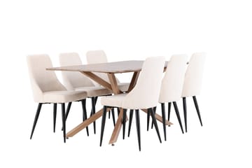 Piazza Matgrupp 180 cm Rektangulär med 6 Leone stolar - Mocca/Beige - Products - Möbler - Bord & matgrupp - Matgrupp
