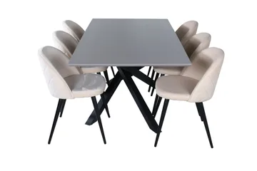 Piazza Matgrupp 180 cm Rektangulär med 6 Velvet stolar - Beige - Products - Möbler - Bord & matgrupp - Matgrupp