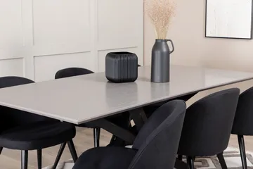 Piazza Matgrupp 180 cm Rektangulär med 6 Velvet stolar - Svart - Products - Möbler - Bord & matgrupp - Matgrupp