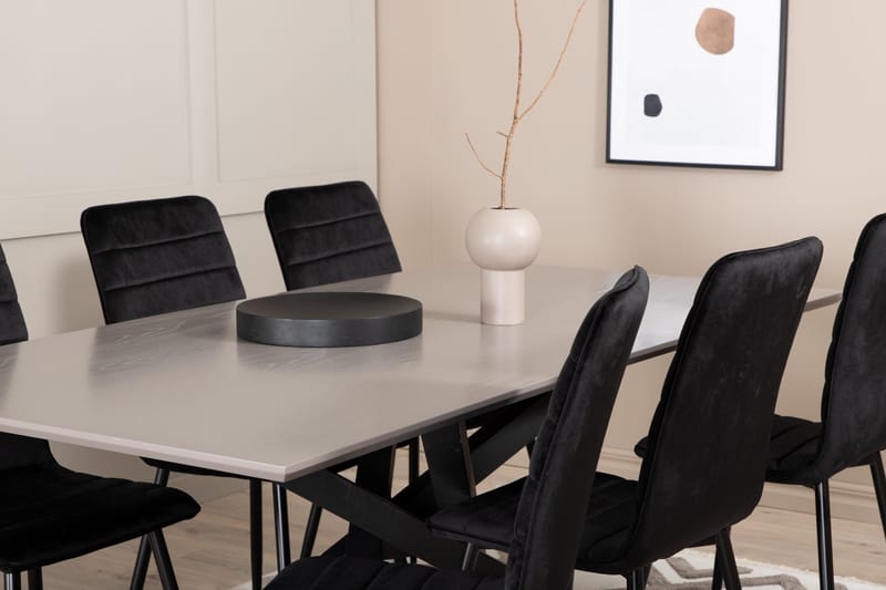 Piazza Matgrupp 180 cm Rektangulär med 6 Windu stolar - Svart - Products - Möbler - Bord & matgrupp - Matgrupp