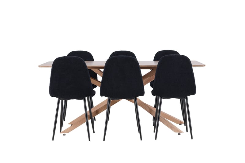 Piazza Matgrupp 180 cm Rektangulär med 6 Polar stolar - Mocca/Svart - Products - Möbler - Bord & matgrupp - Matgrupp