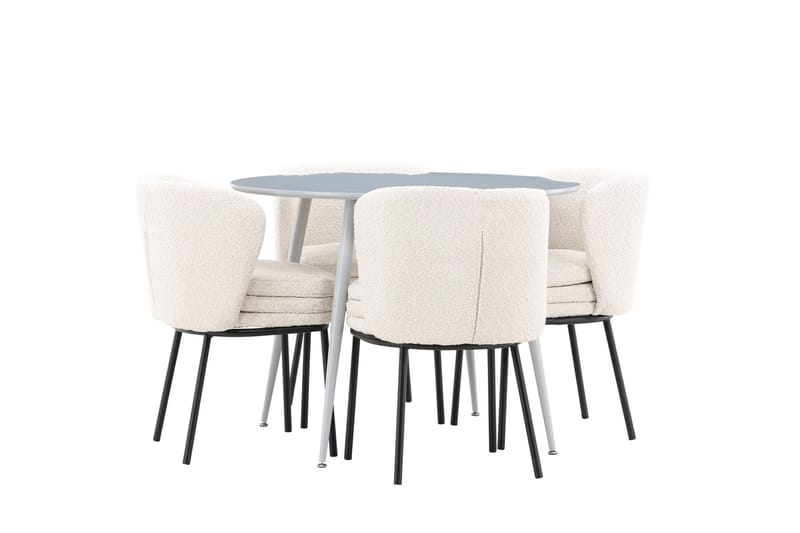 Plaza Matgrupp 100 cm Rund med 4 Agnes stolar - Grå/Vit - Products - Möbler - Bord & matgrupp - Matgrupp