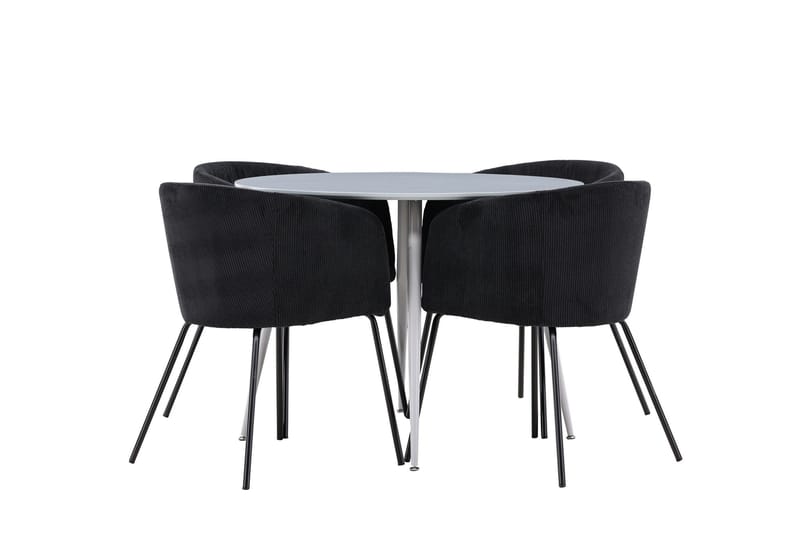 Plaza Matgrupp 100 cm Rund med 4 Berit stolar - Grå/Svart - Products - Möbler - Bord & matgrupp - Matgrupp