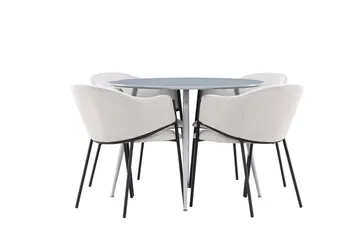 Plaza Matgrupp 100 cm Rund med 4 Evelina stolar - Grå/Grå - Products - Möbler - Bord & matgrupp - Matgrupp