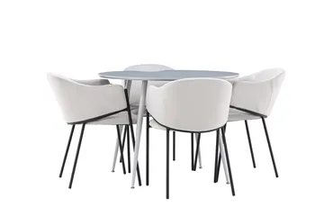 Plaza Matgrupp 100 cm Rund med 4 Evelina stolar - Grå/Grå - Products - Möbler - Bord & matgrupp - Matgrupp