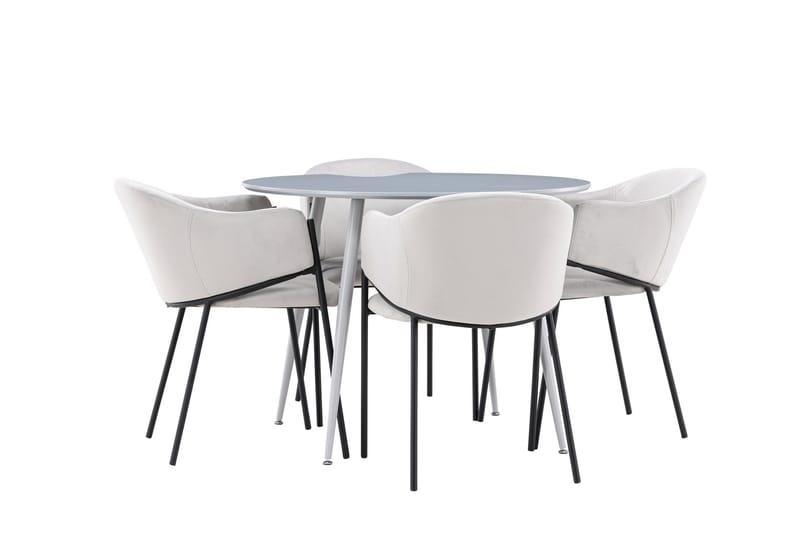 Plaza Matgrupp 100 cm Rund med 4 Evelina stolar - Grå/Grå - Products - Möbler - Bord & matgrupp - Matgrupp