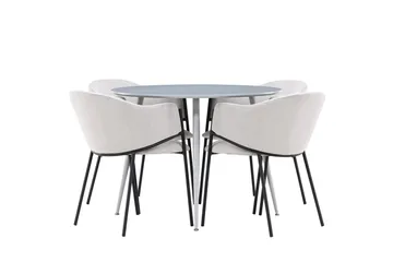 Plaza Matgrupp 100 cm Rund med 4 Evelina stolar - Grå/Grå - Products - Möbler - Bord & matgrupp - Matgrupp