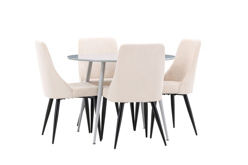 Plaza Matgrupp 100 cm Rund med 4 Leone stolar - Grå/Beige - Products - Möbler - Bord & matgrupp - Matgrupp