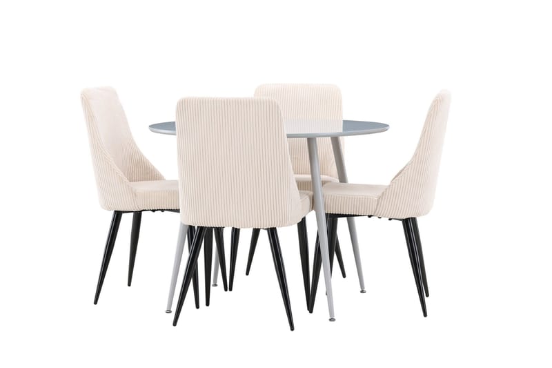 Plaza Matgrupp 100 cm Rund med 4 Leone stolar - Grå/Beige - Products - Möbler - Bord & matgrupp - Matgrupp