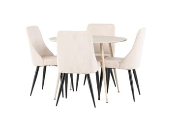 Plaza Matgrupp 100 cm Rund med 4 Leone stolar - Whitewash/Beige - Products - Möbler - Bord & matgrupp - Matgrupp