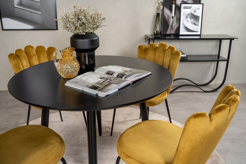 Plaza Matgrupp 100 cm Rund med 4 Limhamn stolar - Svart - Products - Möbler - Bord & matgrupp - Matgrupp