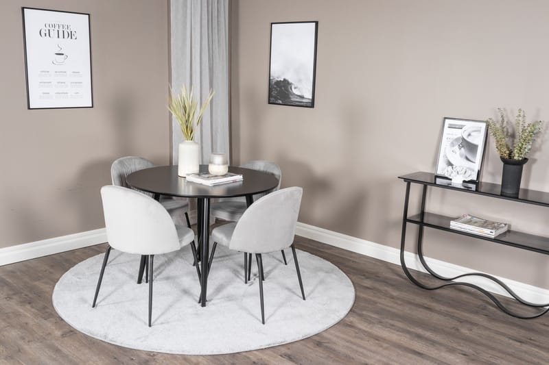 Plaza Matgrupp 100 cm Rund med 4 Wrinkles stolar - Svart - Products - Möbler - Bord & matgrupp - Matgrupp