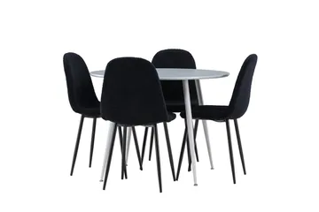 Plaza Matgrupp 100 cm Rund med 4 Polar stolar - Grå/Svart - Products - Möbler - Bord & matgrupp - Matgrupp
