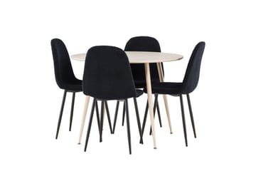 Plaza Matgrupp 100 cm Rund med 4 Polar stolar - Whitewash/Svart - Products - Möbler - Bord & matgrupp - Matgrupp