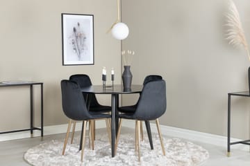 Plaza Matgrupp 100 cm Rund med 4 Polar stolar - Svart/Guld - Products - Möbler - Bord & matgrupp - Matgrupp