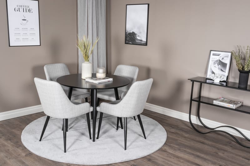 Plaza Matgrupp 100 cm Rund med 4 Plaza stolar - Svart - Products - Möbler - Bord & matgrupp - Matgrupp