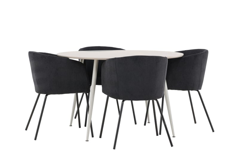 Plaza Matgrupp 120 cm Rund med 4 Berit stolar - Beige/Svart - Products - Möbler - Bord & matgrupp - Matgrupp