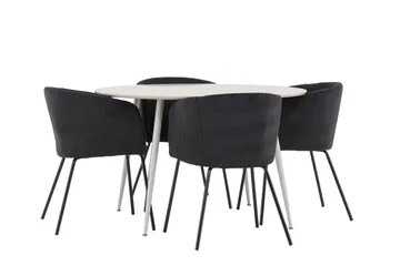 Plaza Matgrupp 120 cm Rund med 4 Berit stolar - Beige/Svart - Products - Möbler - Bord & matgrupp - Matgrupp