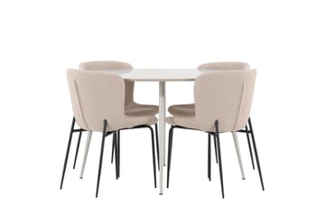 Plaza Matgrupp 120 cm Rund med 4 Modesto stolar - Beige/Beige - Products - Möbler - Bord & matgrupp - Matgrupp