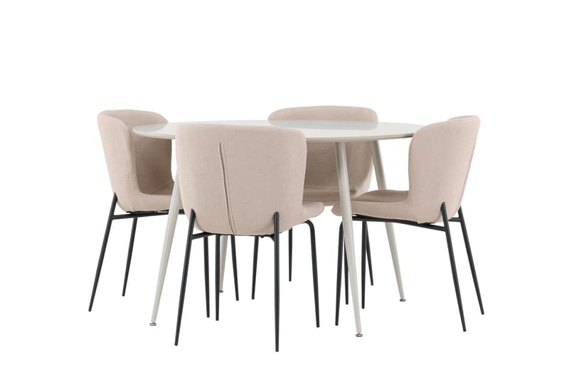 Plaza Matgrupp 120 cm Rund med 4 Modesto stolar - Beige/Beige - Products - Möbler - Bord & matgrupp - Matgrupp