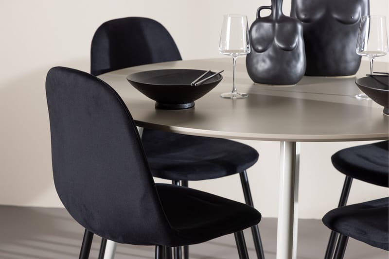 Plaza Matgrupp 120 cm Rund med 4 Polar stolar - Beige/Svart - Products - Möbler - Bord & matgrupp - Matgrupp