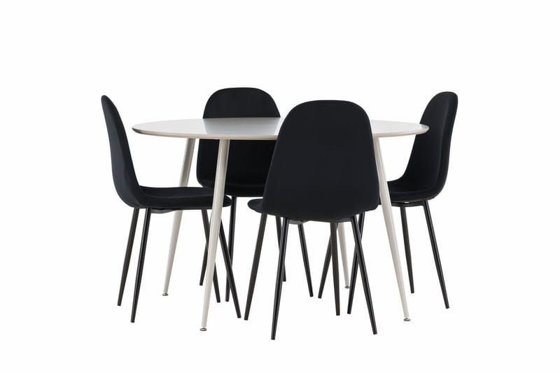 Plaza Matgrupp 120 cm Rund med 4 Polar stolar - Beige/Svart - Products - Möbler - Bord & matgrupp - Matgrupp