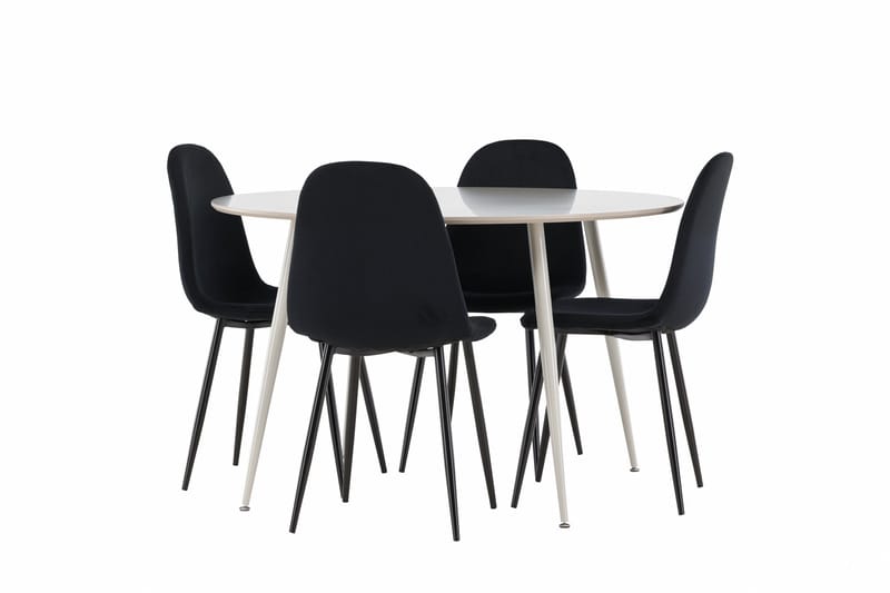 Plaza Matgrupp 120 cm Rund med 4 Polar stolar - Beige/Svart - Products - Möbler - Bord & matgrupp - Matgrupp