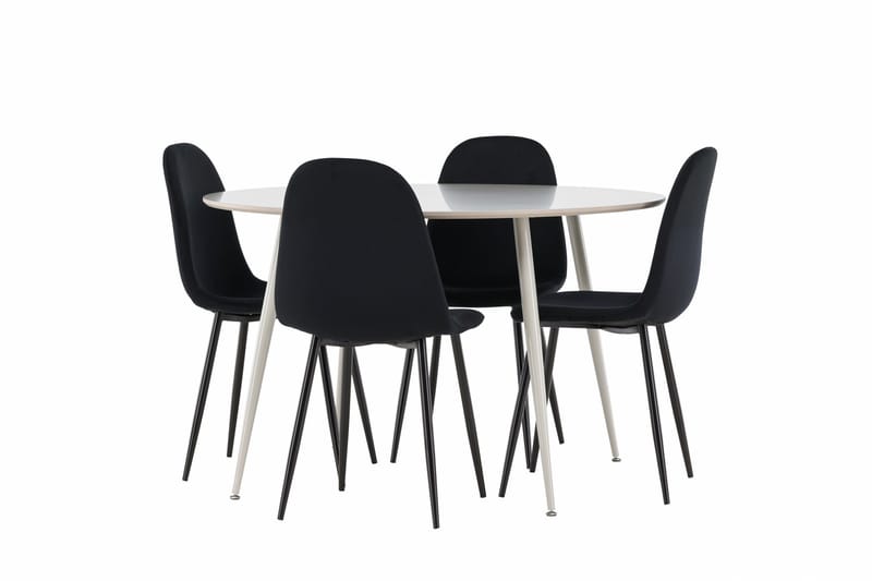 Plaza Matgrupp 120 cm Rund med 4 Polar stolar - Beige/Svart - Products - Möbler - Bord & matgrupp - Matgrupp