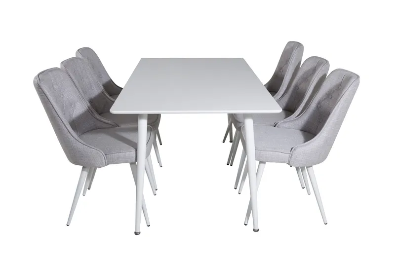 Polar Matgrupp 180 cm Rektangulär med 6 Velvet Deluxe stolar, Grå